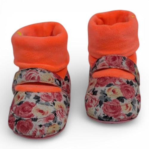Cozy Fleece Floral Print Infant Booties