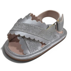 Sparkle-Steps Scalloped Glitter Sandals