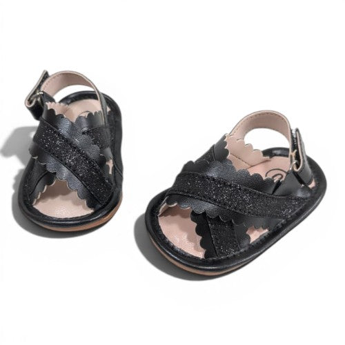 Sparkle-Steps Scalloped Glitter Sandals