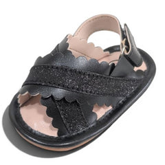 Sparkle-Steps Scalloped Glitter Sandals