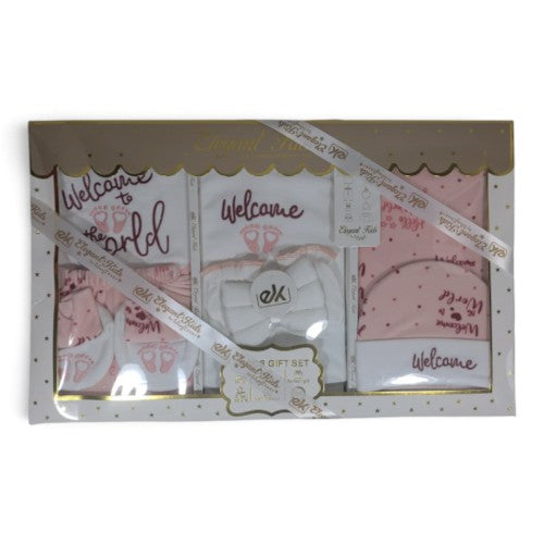 Elegant Kids 10-Piece "Welcome to the World" Newborn Baby Gift Set - Blower Velvet
