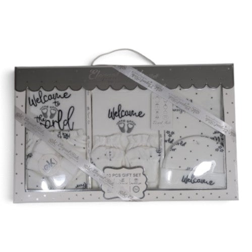 Elegant Kids 10-Piece "Welcome to the World" Newborn Baby Gift Set - Blower Velvet