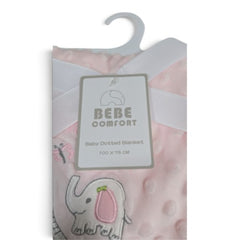 Baby Comfort Pink Minky Dot Baby Blanket with Embroidered Elephants