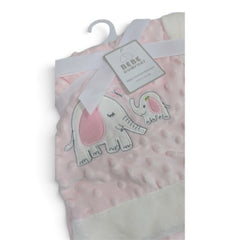 Baby Comfort Pink Minky Dot Baby Blanket with Embroidered Elephants