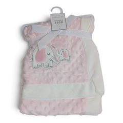 Baby Comfort Pink Minky Dot Baby Blanket with Embroidered Elephants