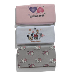Pack of 3 Baby Bodysuits - Mickey, Hearts, and Elephants