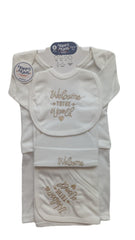 6-Piece Newborn Gift Set - "Welcome to the World" Embroidery