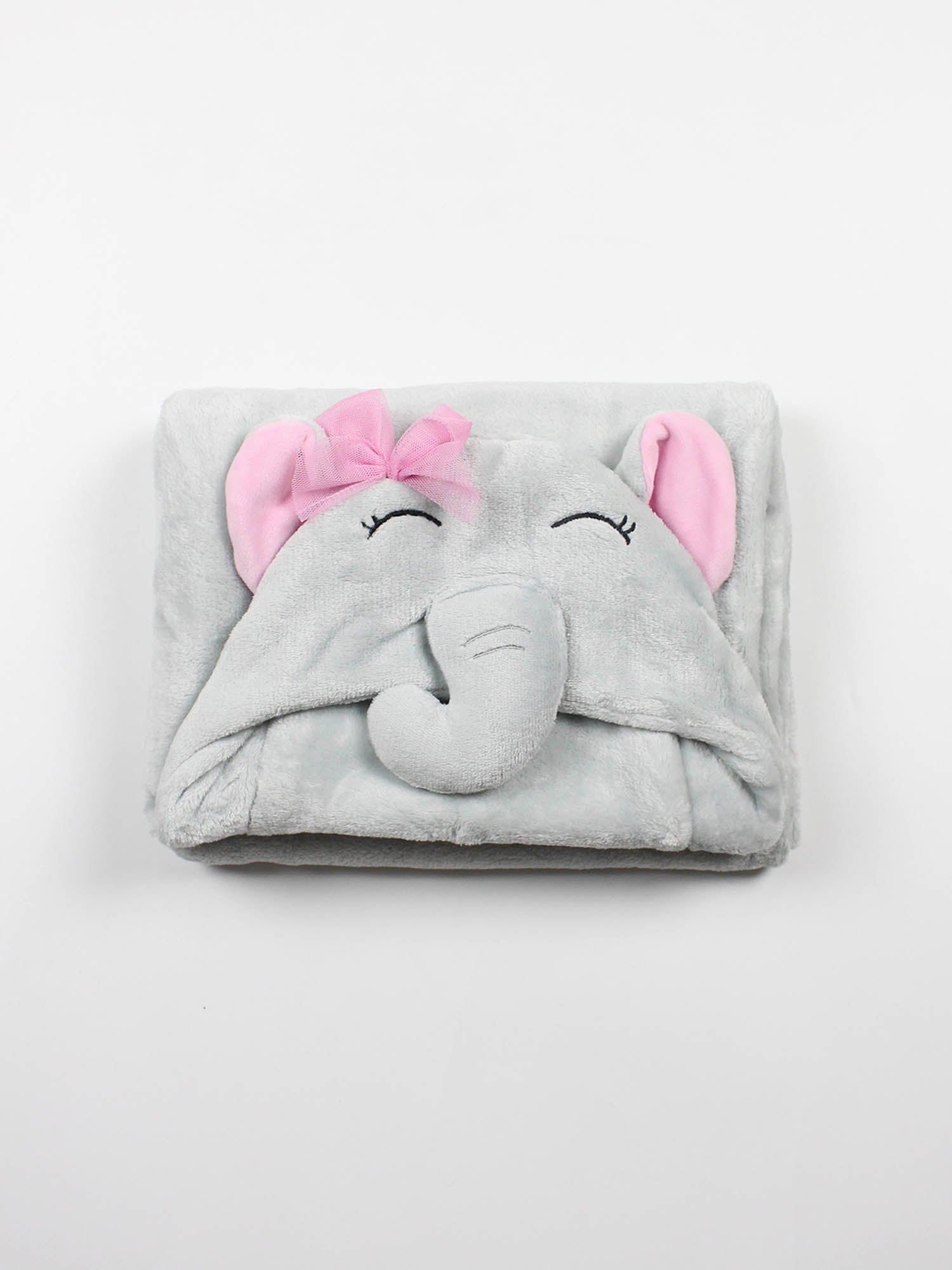 Pink Elephant Hooded Fleece Blanket