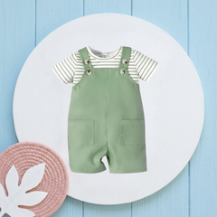 Baby Boys 2Pcs Casual Striped T-Shirt & Dungaree